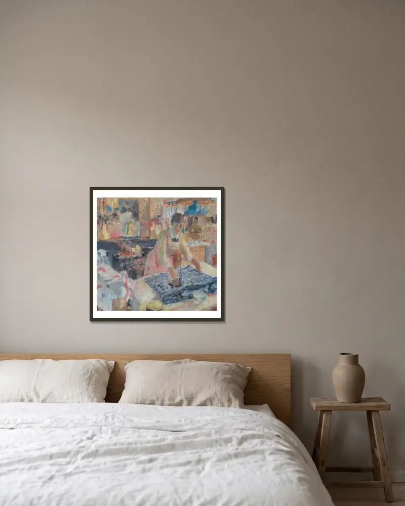 Frau beim Bügeln von Rik Wouters gerahmt an einer Wand