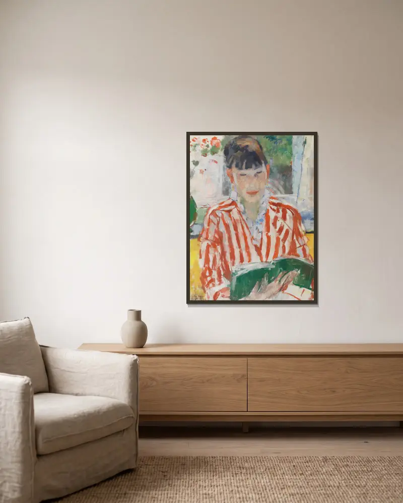 Lesende Frau, 1913 von Rik Wouters gerahmt an einer Wand