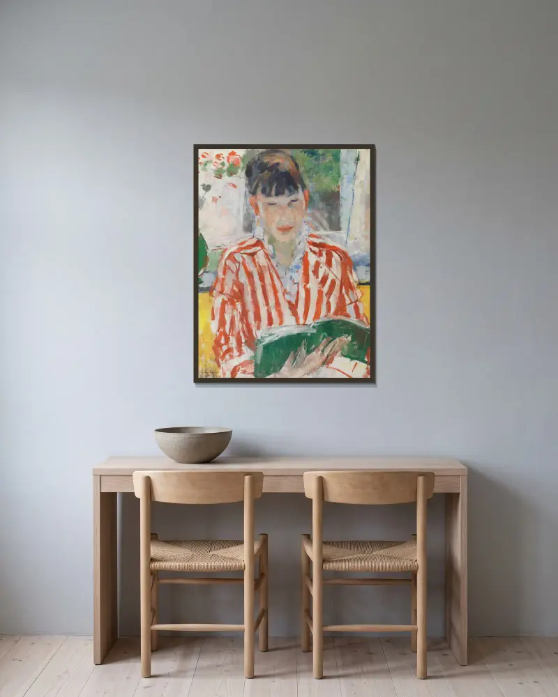 Lesende Frau, 1913 von Rik Wouters gerahmt an einer Wand