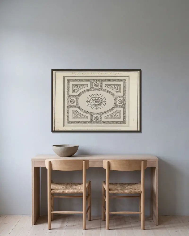 Headfort House, Irland: taket i fronthallen av Robert Adam inramad på en vägg