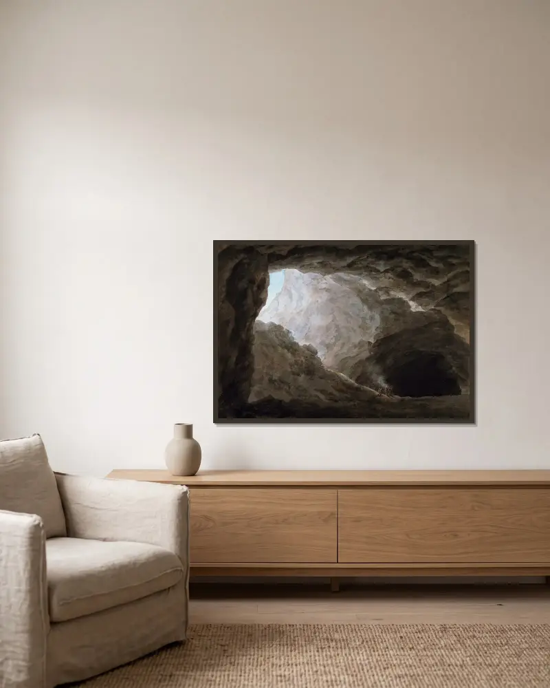 Eine Grotte in der Campagna von John Robert Cozens gerahmt an einer Wand