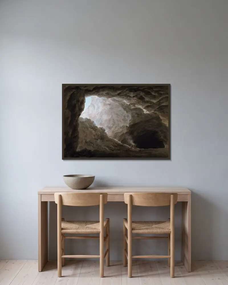 Eine Grotte in der Campagna von John Robert Cozens gerahmt an einer Wand
