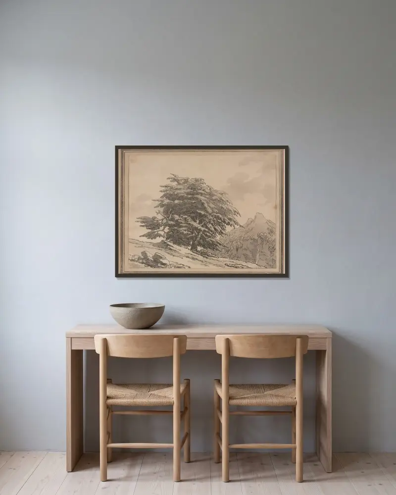 Cedar av John Robert Cozens inramad på en vägg
