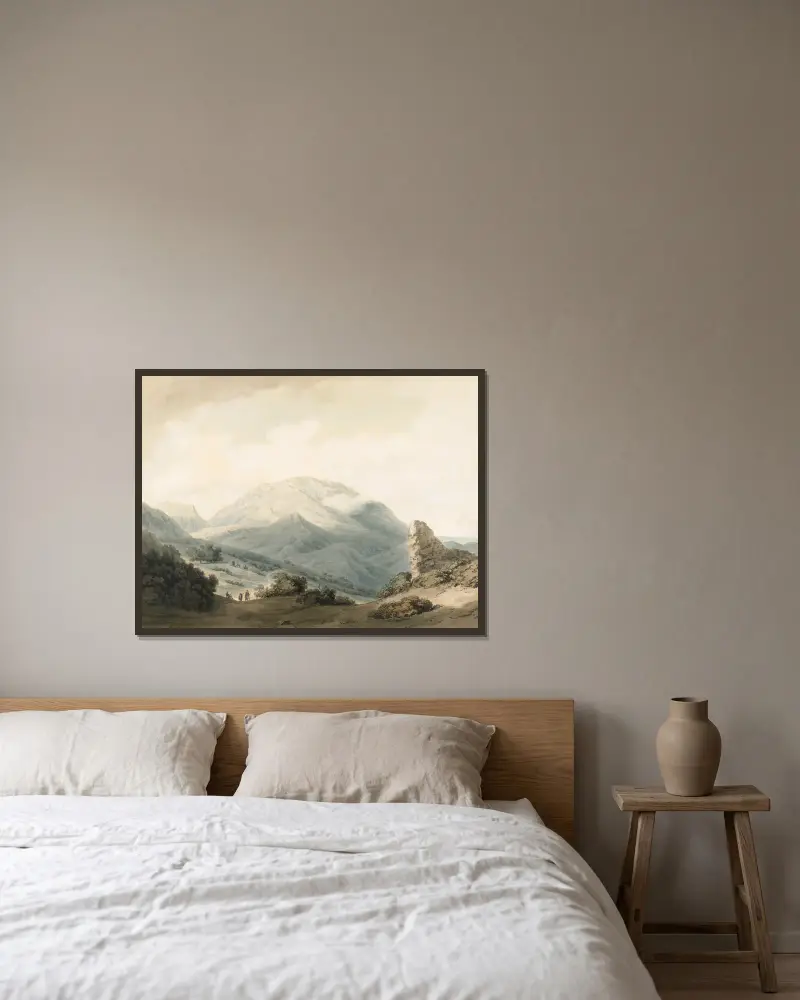 Der Parnass von der Straße zwischen Livadia und Delphi von John Robert Cozens gerahmt an einer Wand
