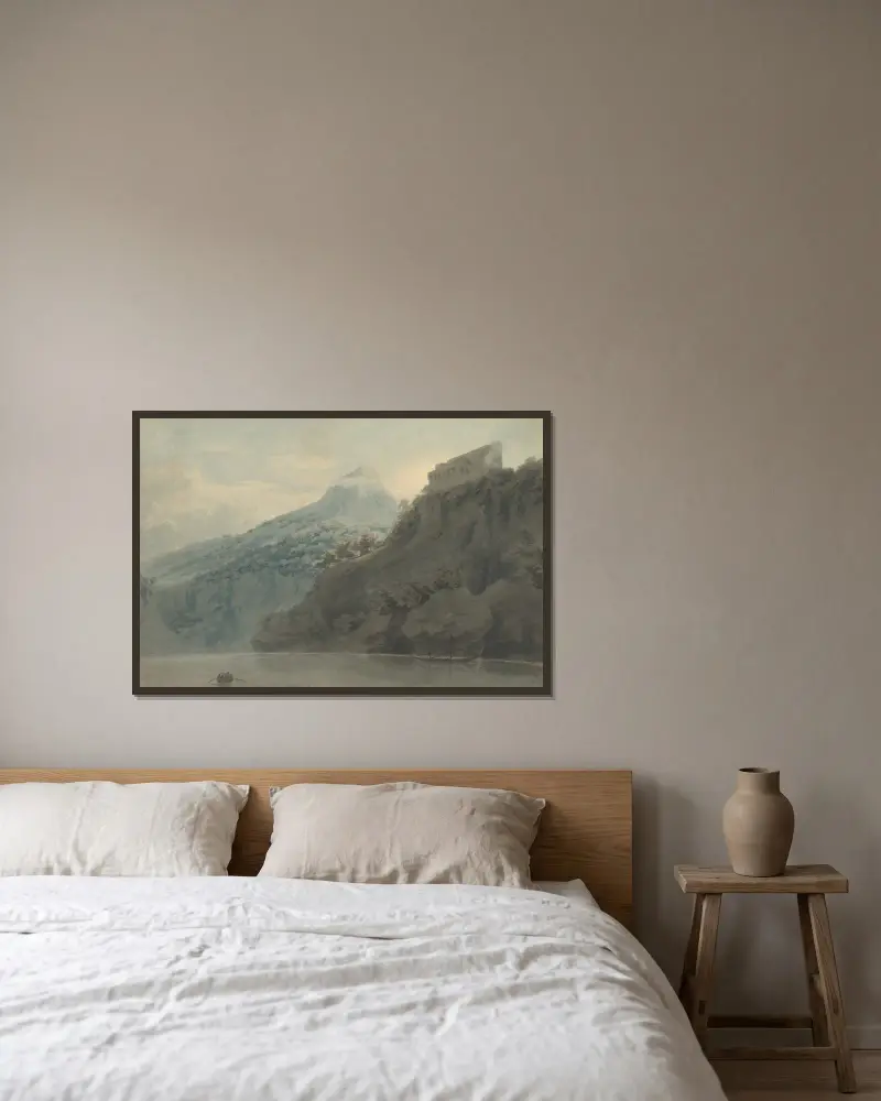 Am Golf von Salerno bei Vietri von John Robert Cozens gerahmt an einer Wand