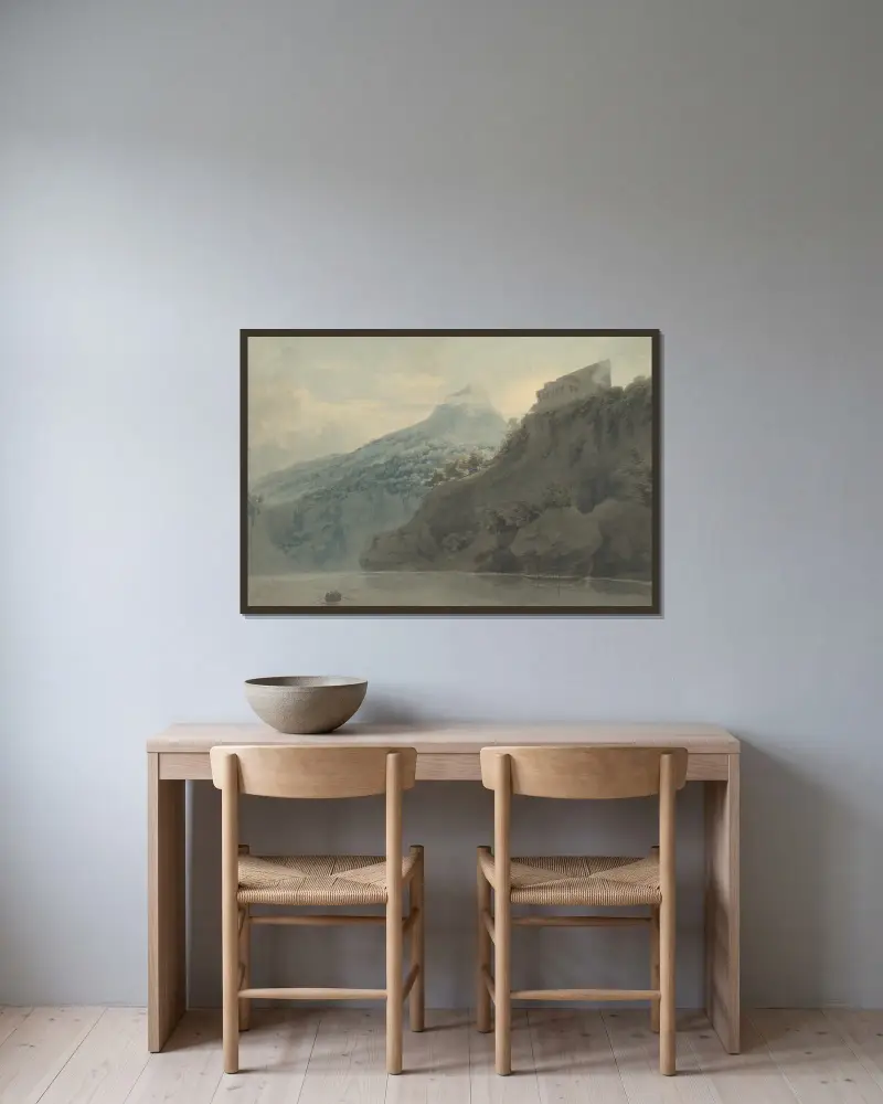 Am Golf von Salerno bei Vietri von John Robert Cozens gerahmt an einer Wand