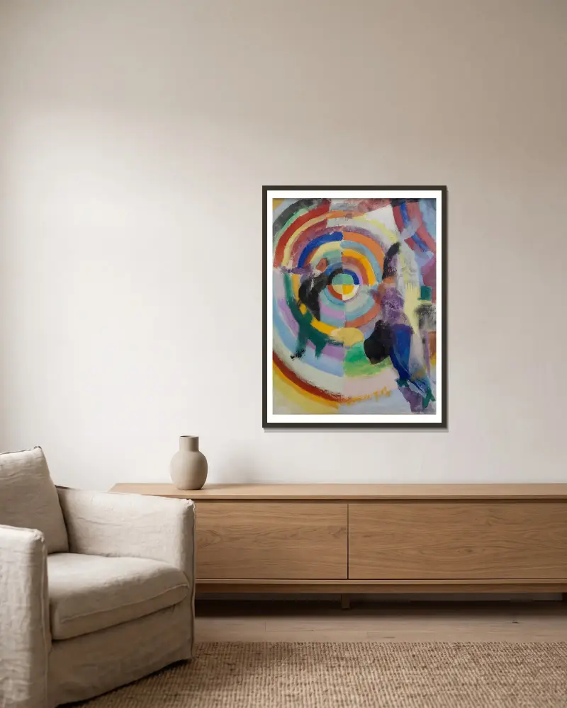 Verbrechen aus Leidenschaft von Robert Delaunay gerahmt an einer Wand