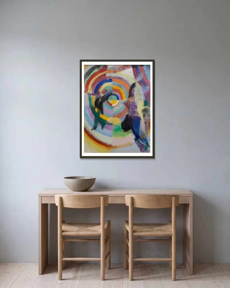 Verbrechen aus Leidenschaft von Robert Delaunay gerahmt an einer Wand