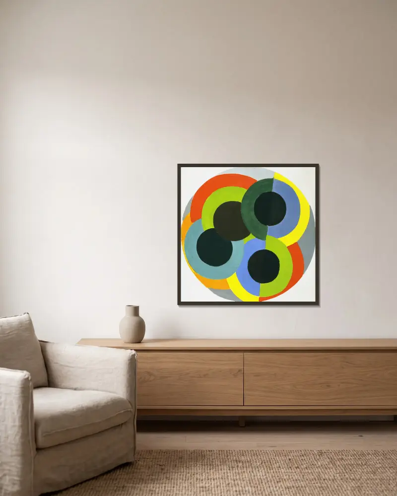 Scheiben von Robert Delaunay gerahmt an einer Wand