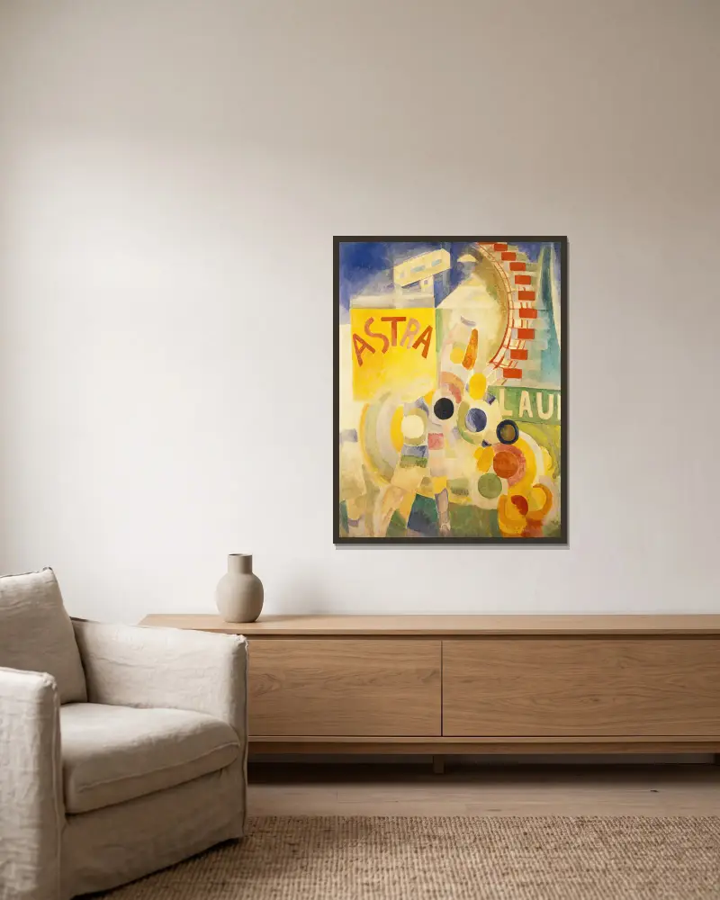 Die Mannschaft von Cardiff von Robert Delaunay gerahmt an einer Wand