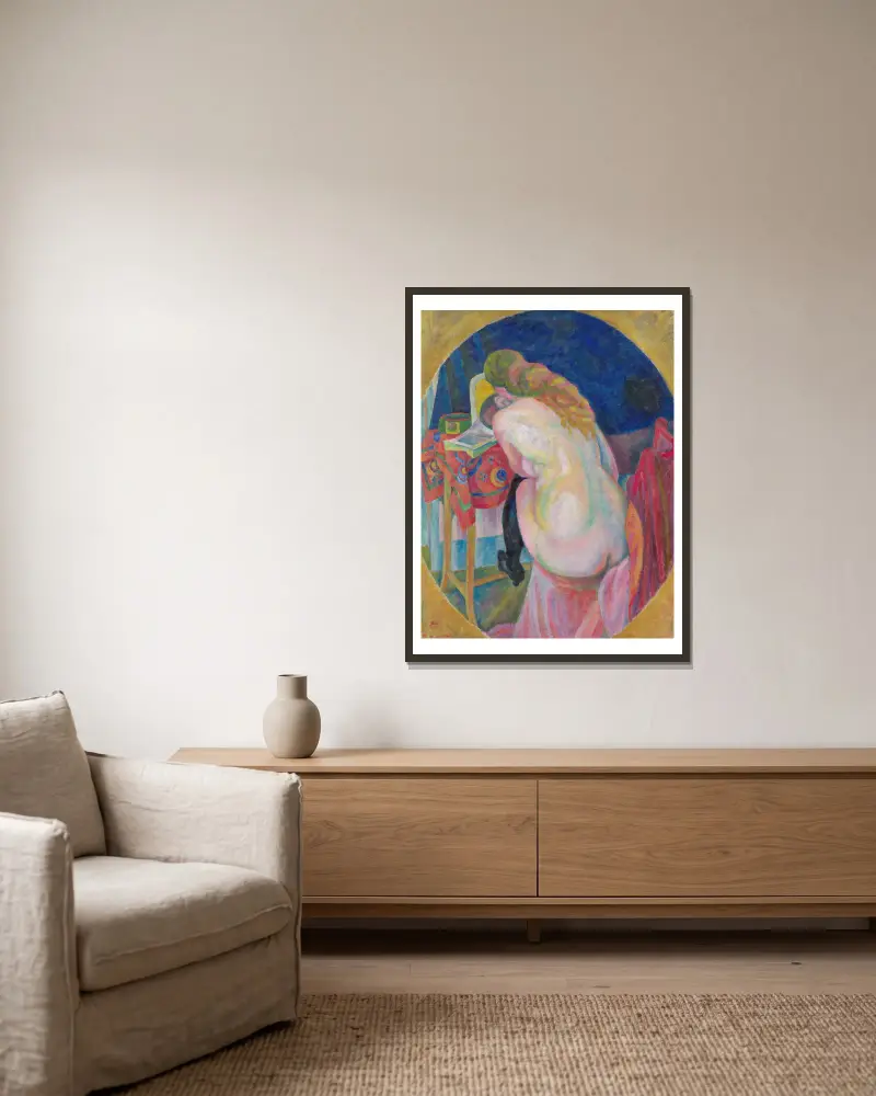 Akt beim Lesen von Robert Delaunay gerahmt an einer Wand