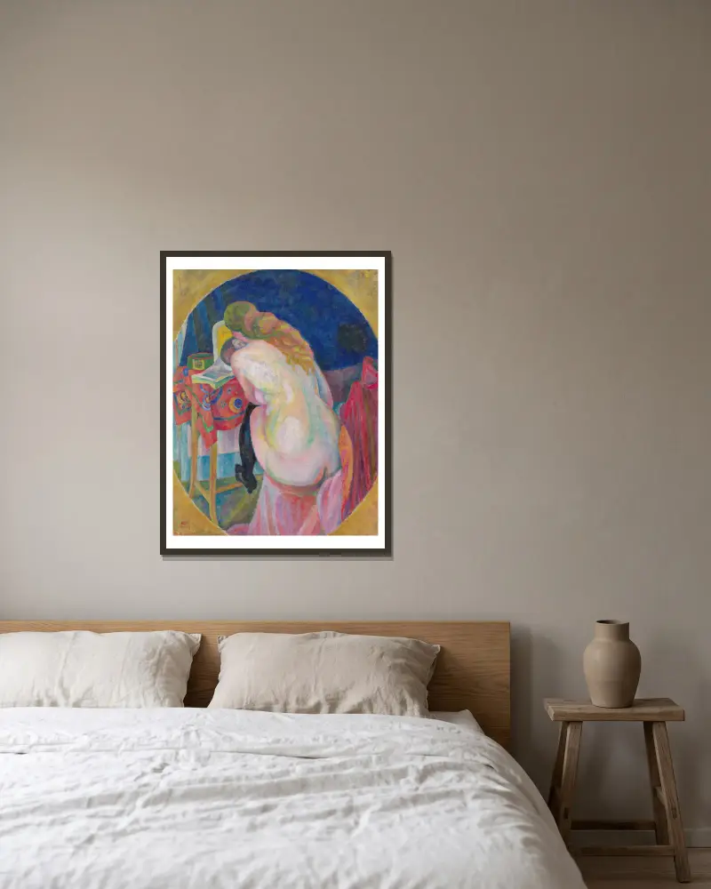 Akt beim Lesen von Robert Delaunay gerahmt an einer Wand