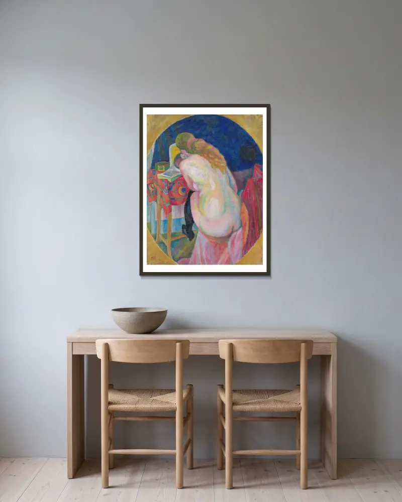 Akt beim Lesen von Robert Delaunay gerahmt an einer Wand