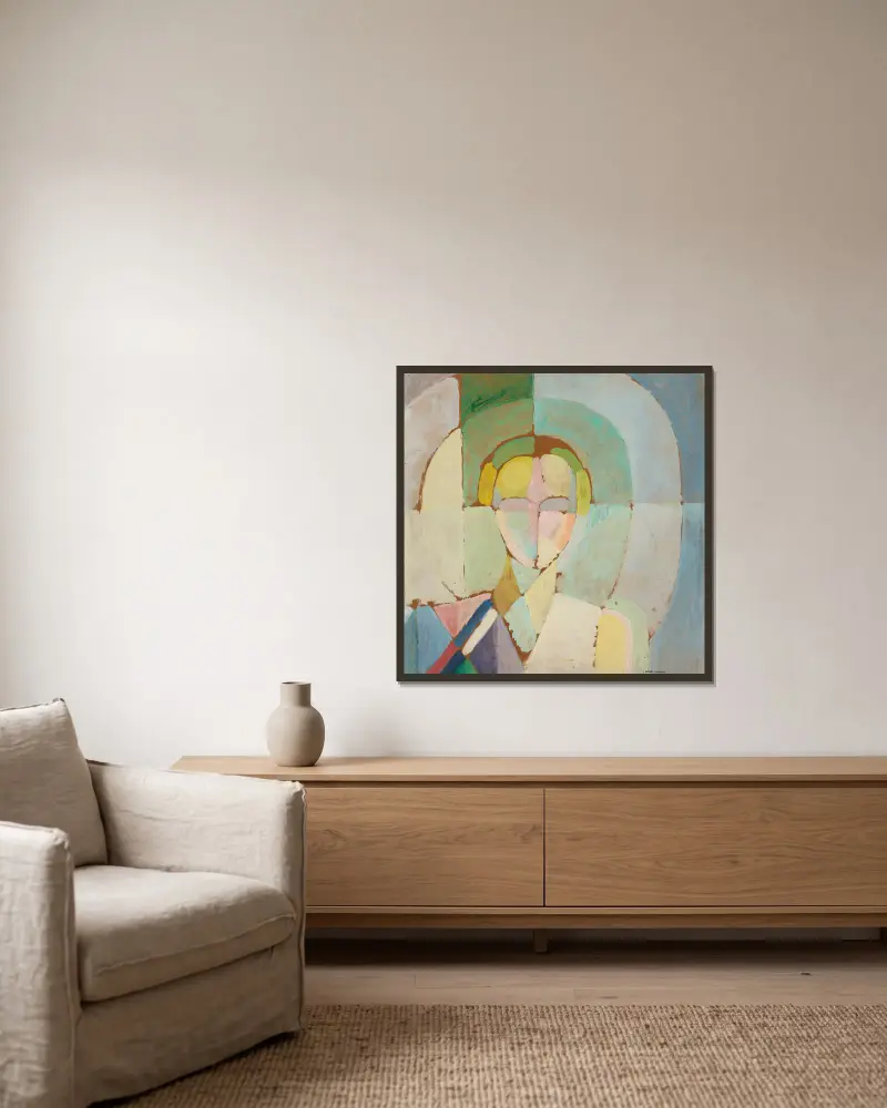 Porträt von Madame Heim von Robert Delaunay gerahmt an einer Wand