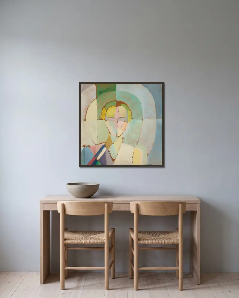 Porträt von Madame Heim von Robert Delaunay gerahmt an einer Wand