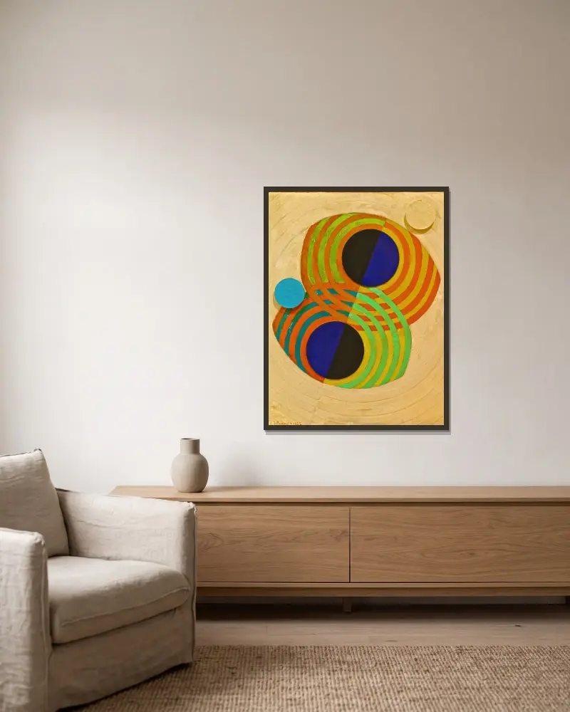 Relief; Rhythms von Robert Delaunay gerahmt an einer Wand