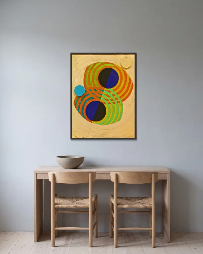 Relief; Rhythms von Robert Delaunay gerahmt an einer Wand