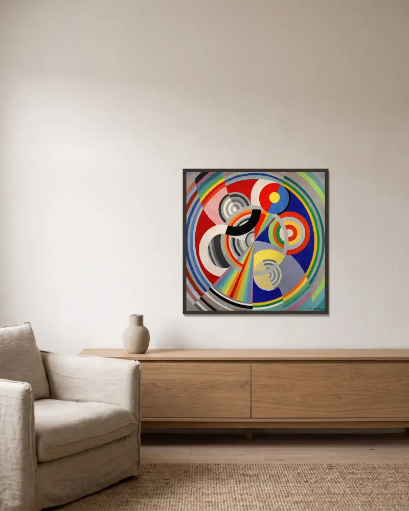 Rythme n°1 av Robert Delaunay inramad på en vägg