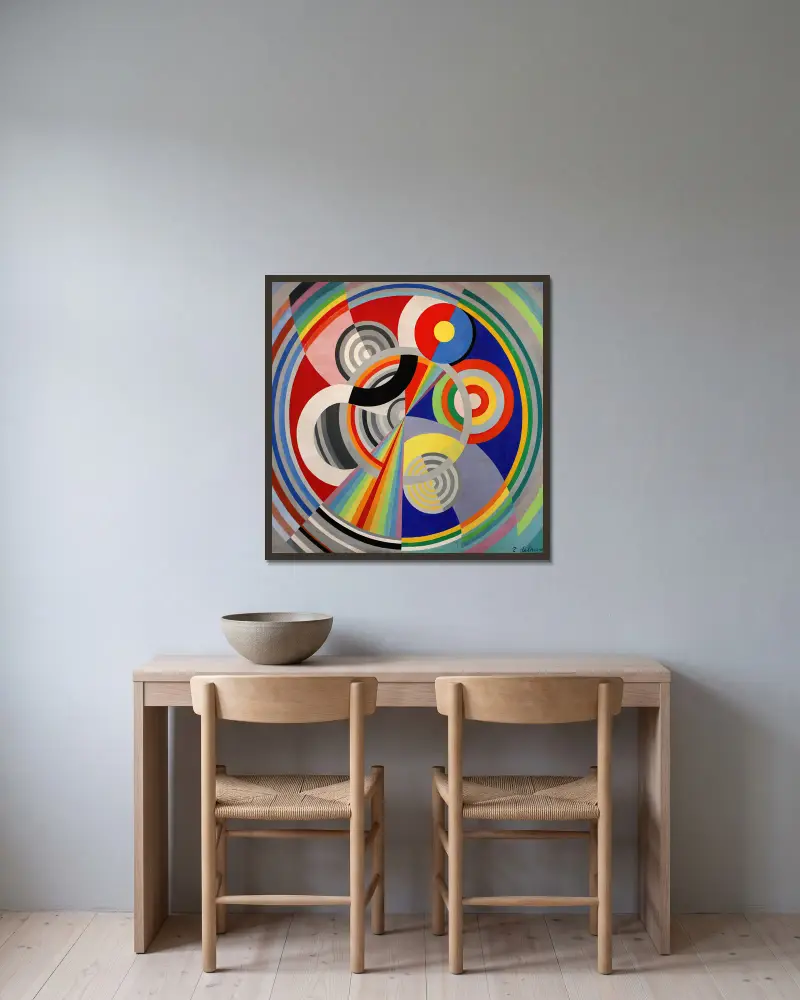 Rythme n°1 av Robert Delaunay inramad på en vägg