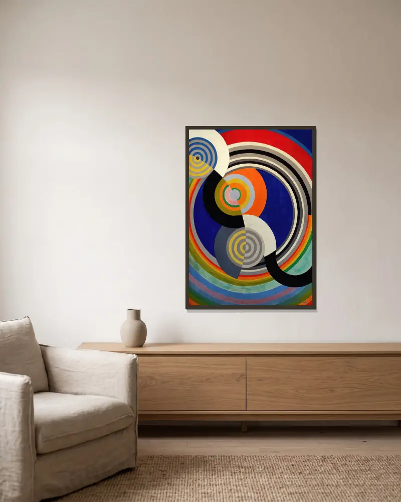 Rhythmus Nr. 2 von Robert Delaunay gerahmt an einer Wand