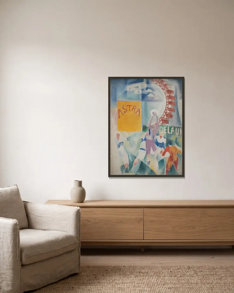 Die Cardiff-Mannschaft von Robert Delaunay gerahmt an einer Wand