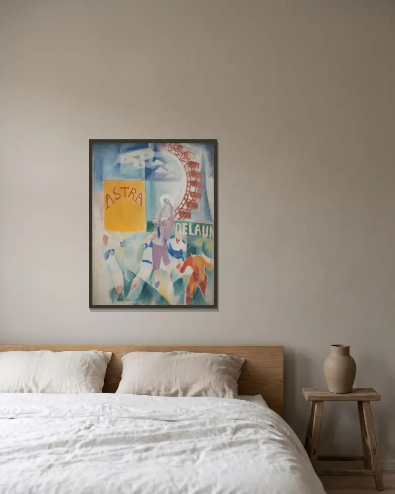 Die Cardiff-Mannschaft von Robert Delaunay gerahmt an einer Wand