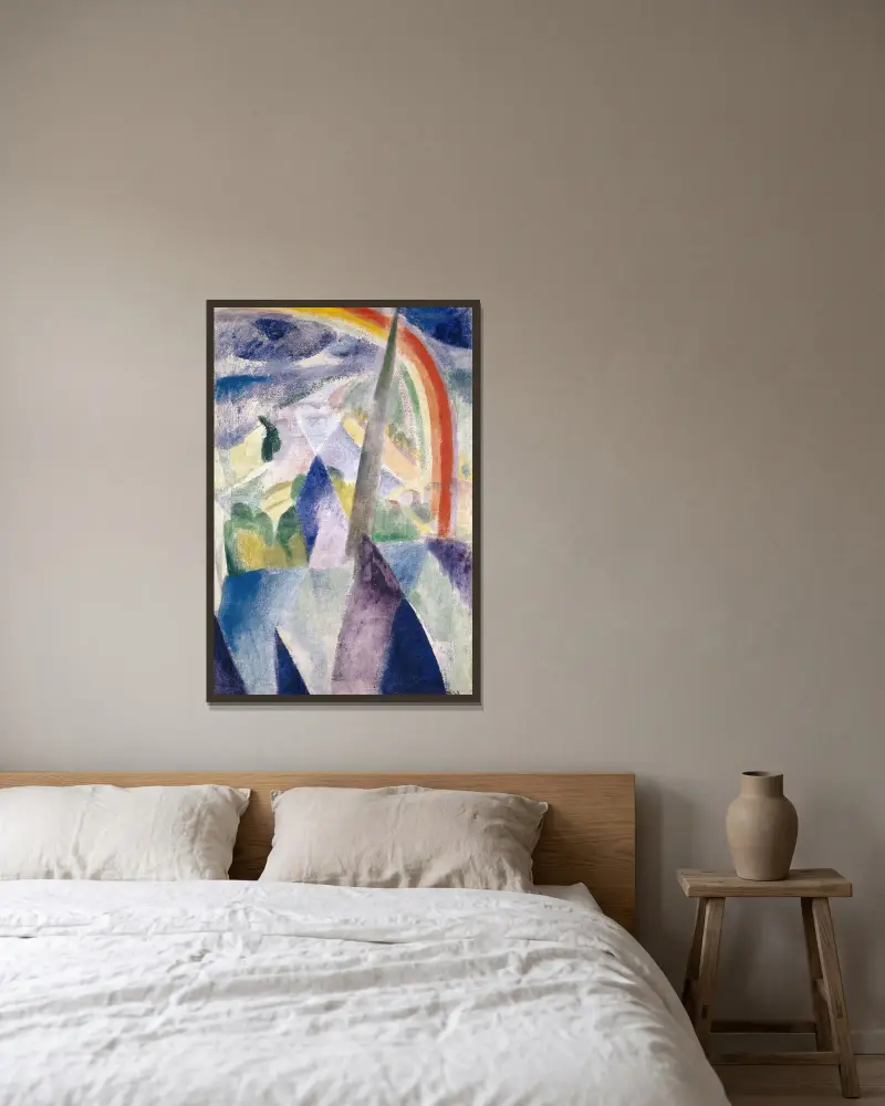 Notre-Dames spira (Vy över Paris, Notre-Dame) av Robert Delaunay inramad på en vägg