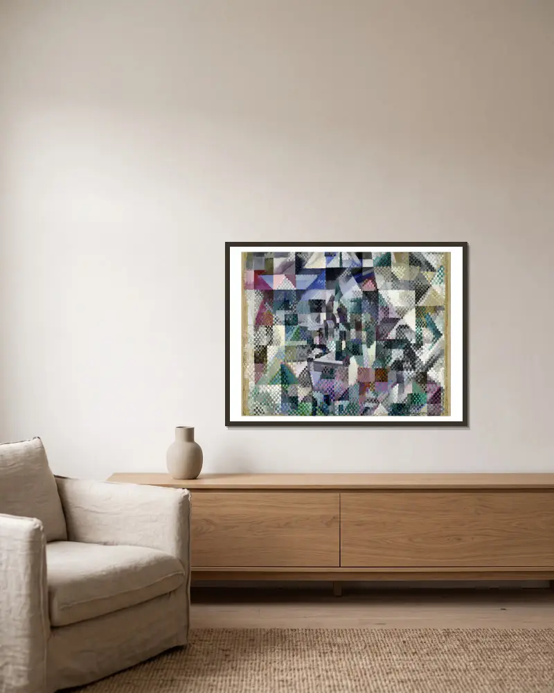 Fenster auf die Stadt Nr. 3 von Robert Delaunay gerahmt an einer Wand