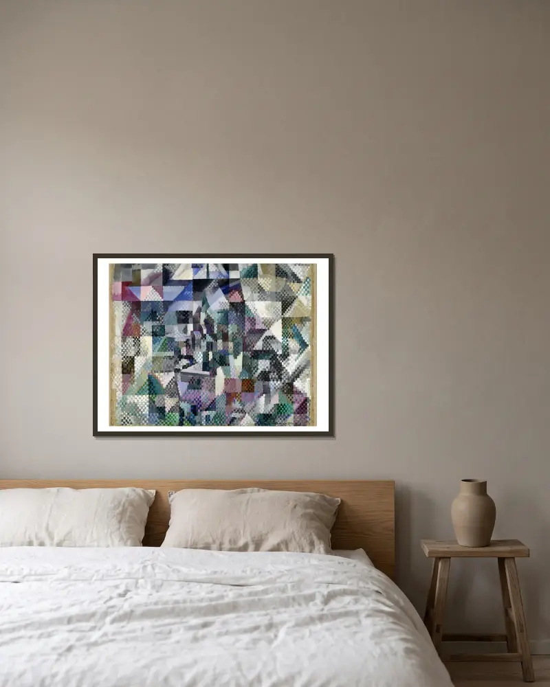 Fenster auf die Stadt Nr. 3 von Robert Delaunay gerahmt an einer Wand