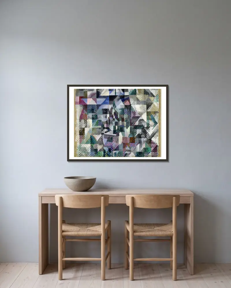 Fenster auf die Stadt Nr. 3 von Robert Delaunay gerahmt an einer Wand