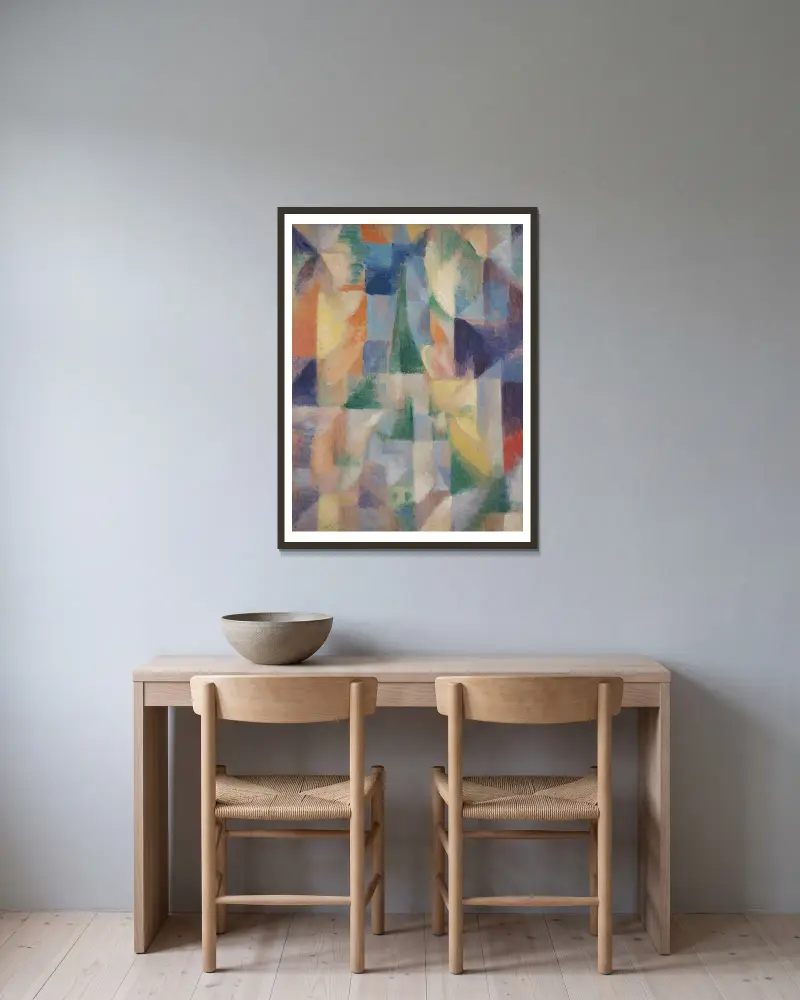 Fenster zur Stadt von Robert Delaunay gerahmt an einer Wand