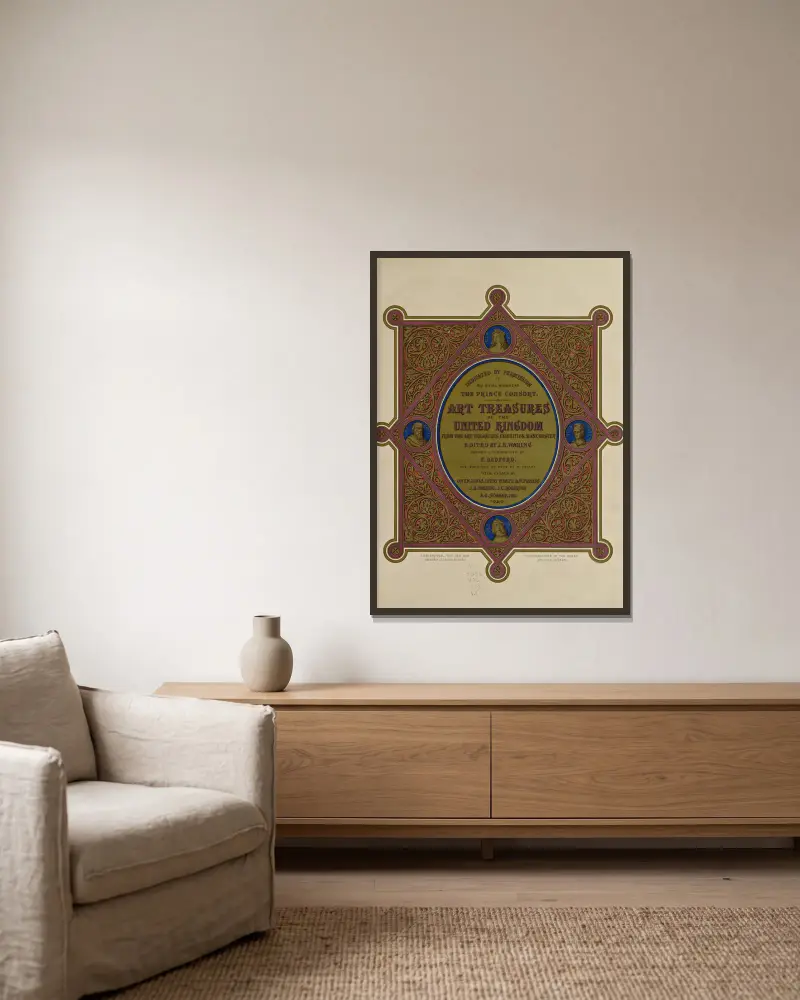 Konstskatter från Storbritannien, plansch 1 av Robert Dudley inramad på en vägg