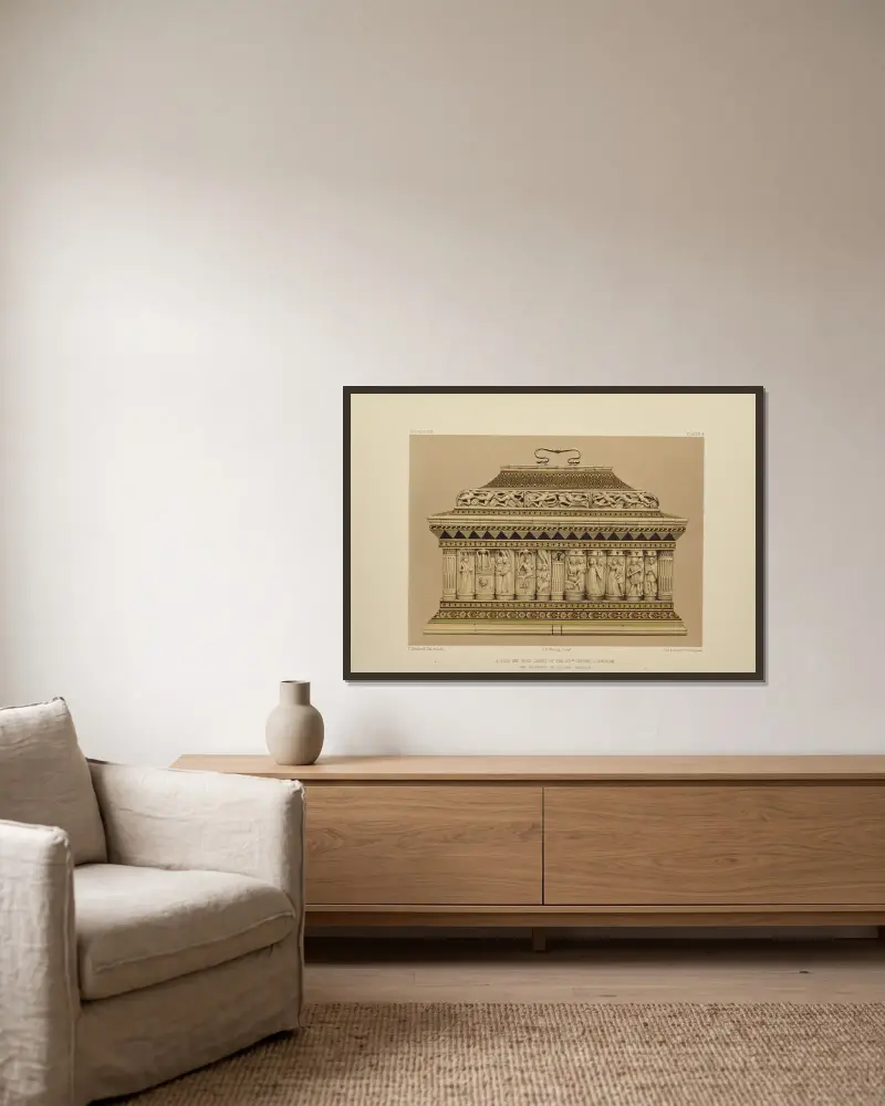 Kunstschätze des Vereinigten Königreichs, Tafel 7 von Robert Dudley gerahmt an einer Wand