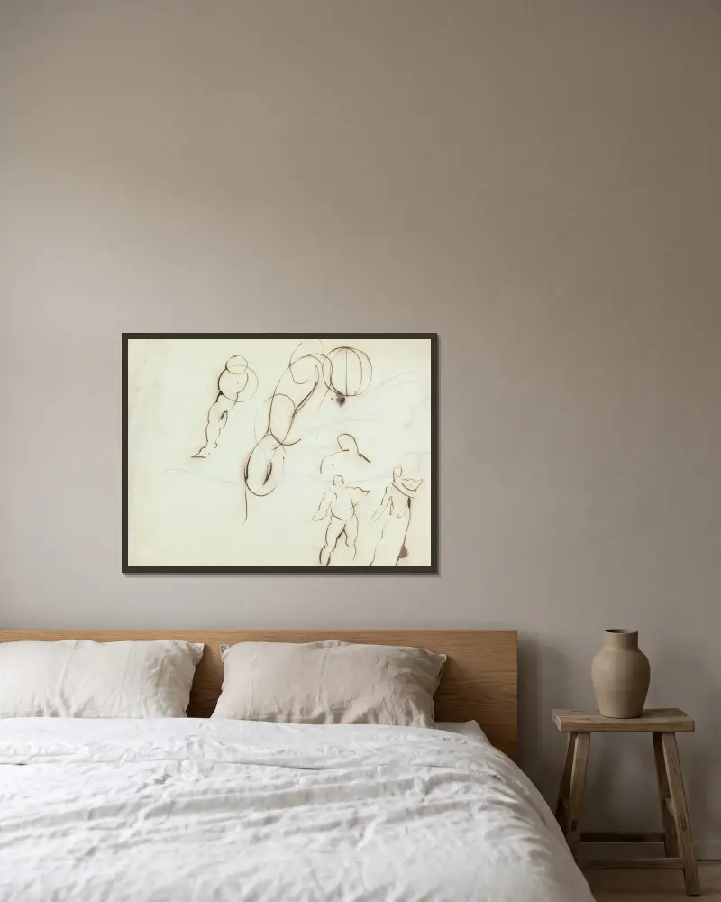 Figure studies. av Benjamin Robert Haydon inramad på en vägg