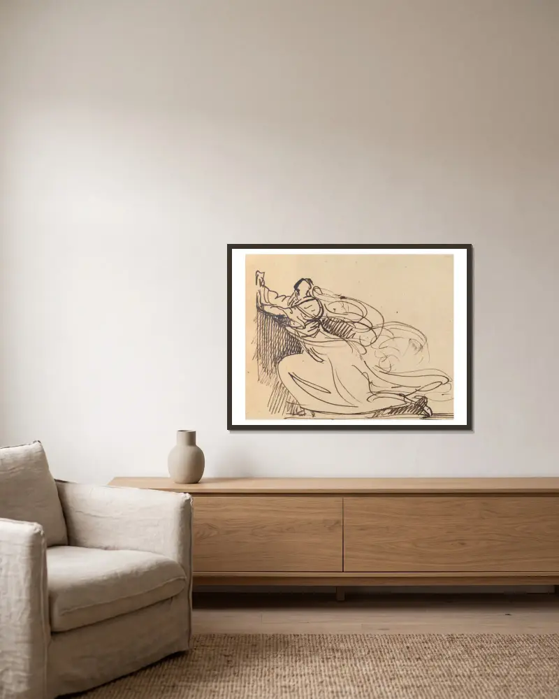 Studie einer knienden, flehenden Frau – Nr. 1 von Benjamin Robert Haydon gerahmt an einer Wand