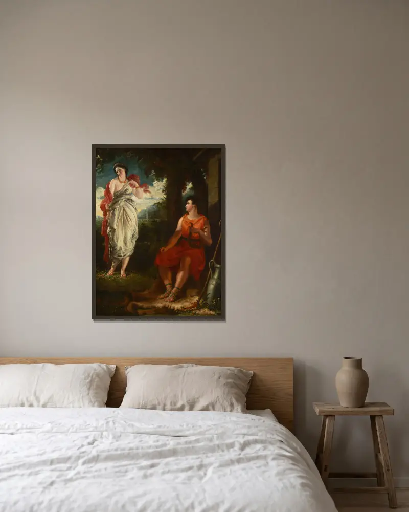 Venus and Anchises av Benjamin Robert Haydon inramad på en vägg