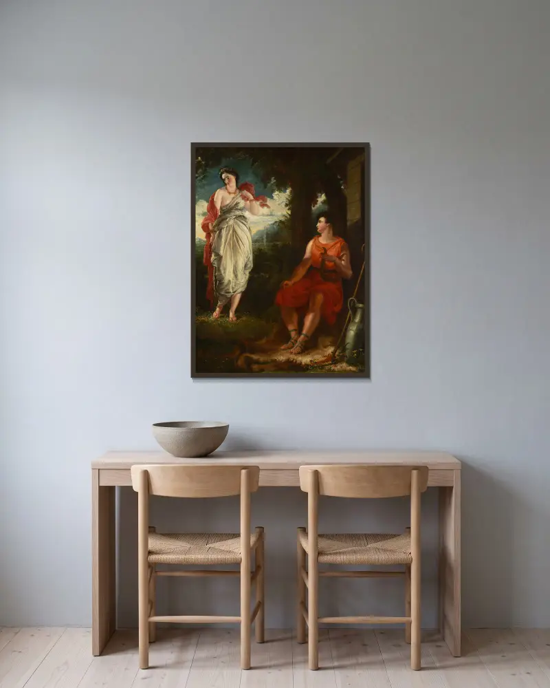 Venus and Anchises av Benjamin Robert Haydon inramad på en vägg