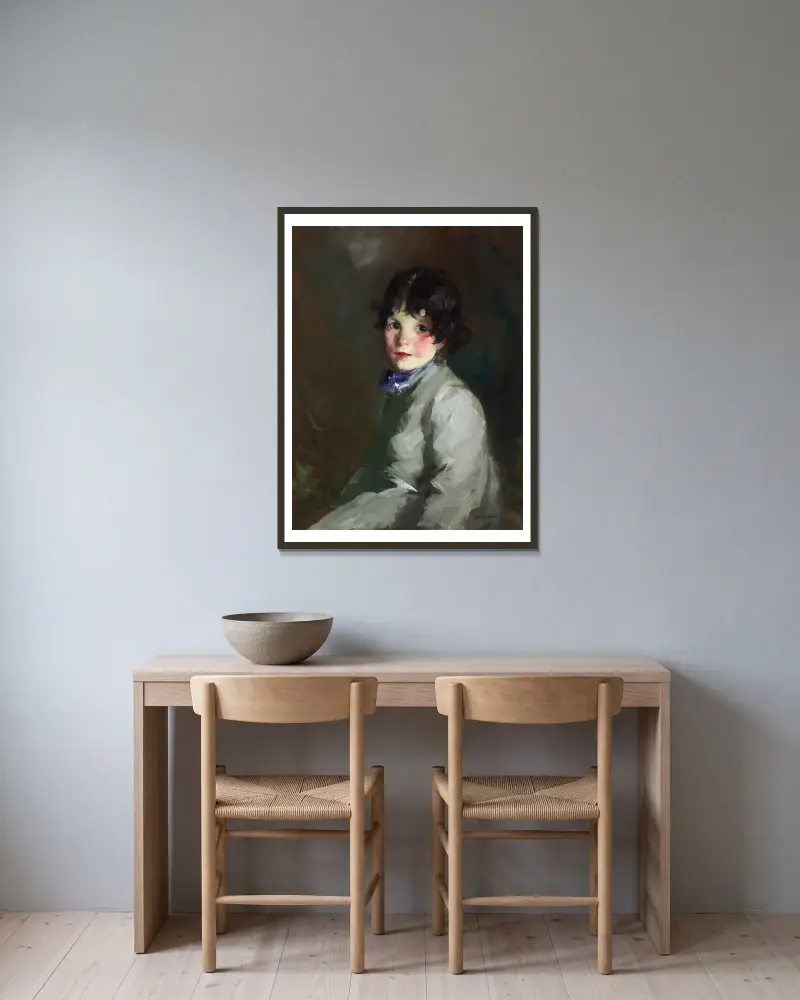 Catharine av Robert Henri inramad på en vägg