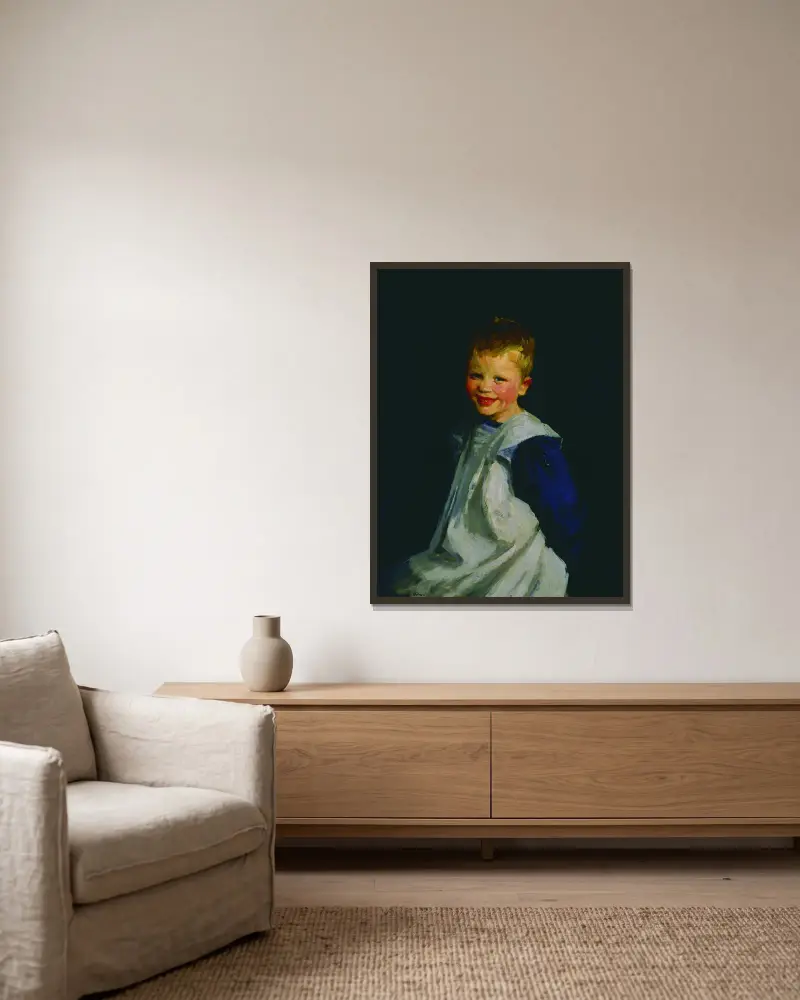 Dutch Girl Laughing av Robert Henri inramad på en vägg