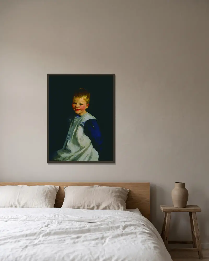 Dutch Girl Laughing av Robert Henri inramad på en vägg