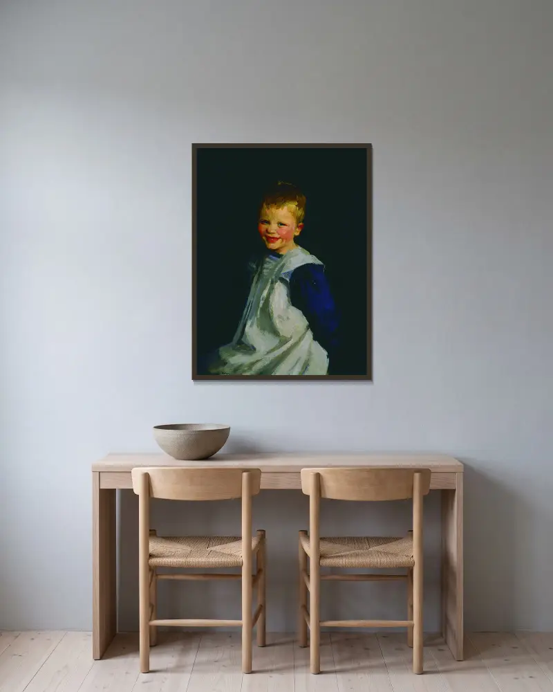 Dutch Girl Laughing av Robert Henri inramad på en vägg