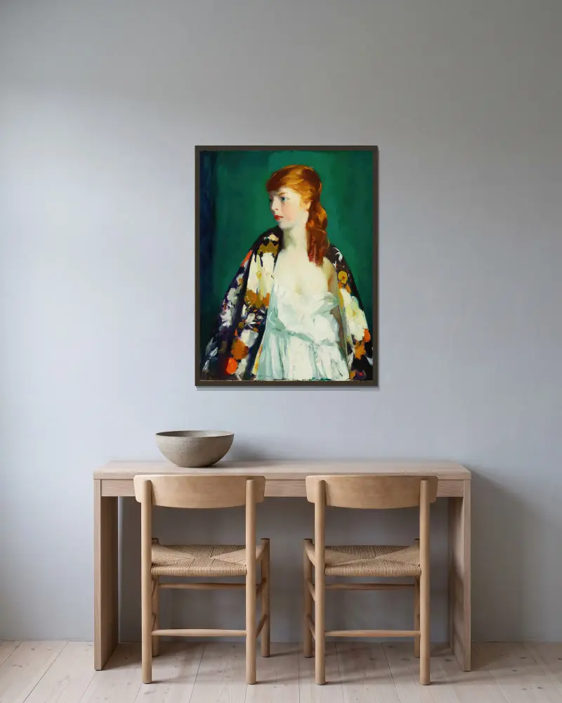 Edna av Robert Henri inramad på en vägg