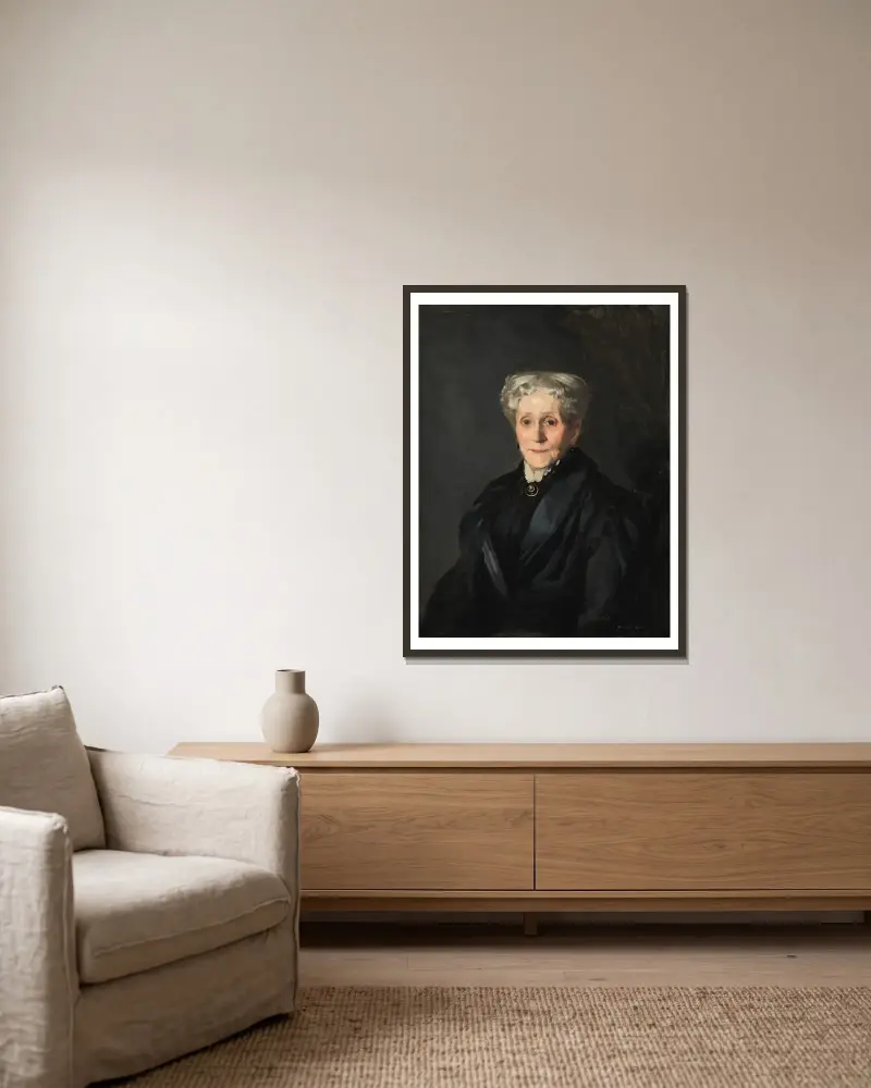 Elizabeth Virginia Lanning Bradner Smith (Mrs. George Cotton Smith) av Robert Henri inramad på en vägg