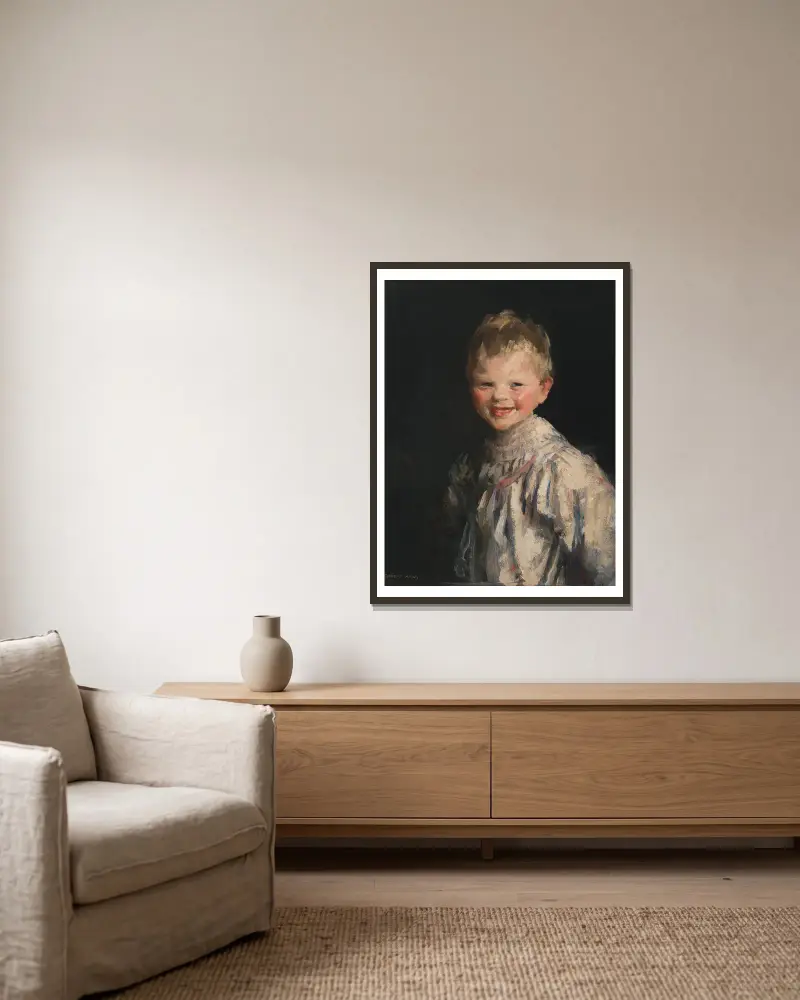 Smějící se dítě, Robert Henri v rámu na stěně