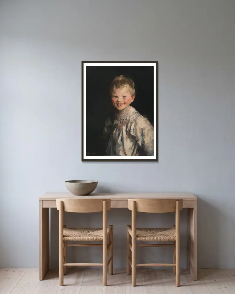 Smějící se dítě, Robert Henri v rámu na stěně