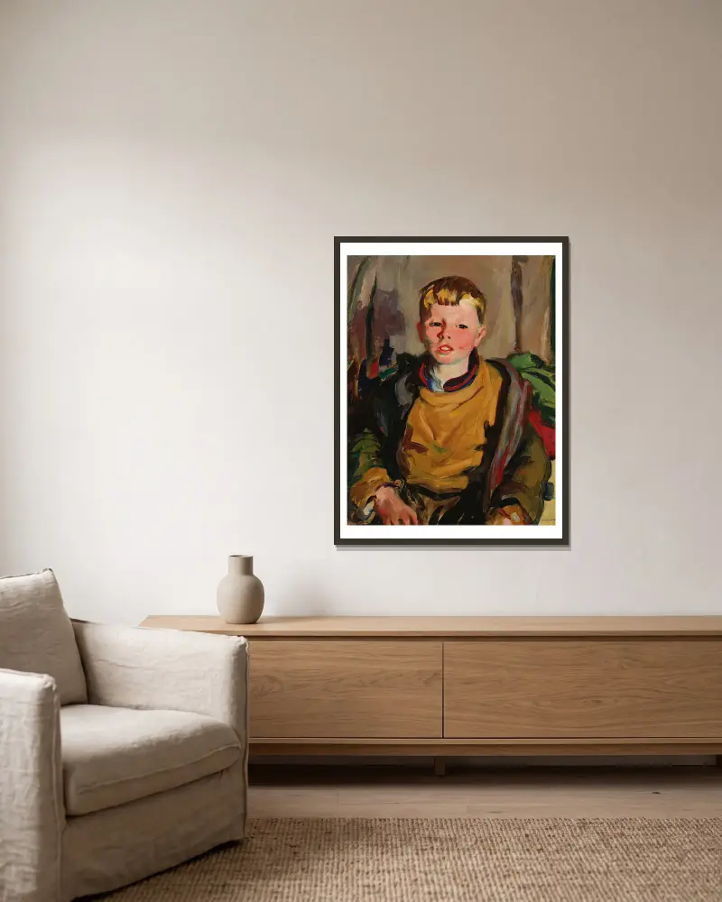 Macnamara av Robert Henri inramad på en vägg