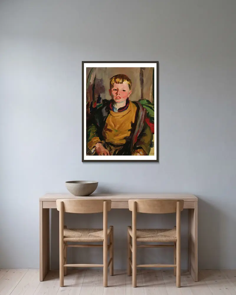 Macnamara av Robert Henri inramad på en vägg
