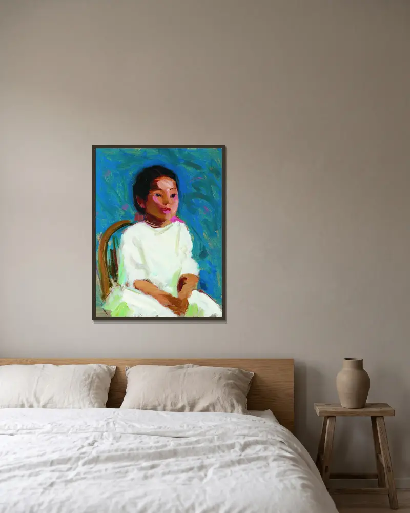 Mukie av Robert Henri inramad på en vägg