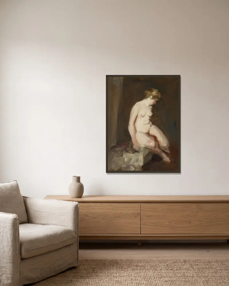 Nude av Robert Henri inramad på en vägg