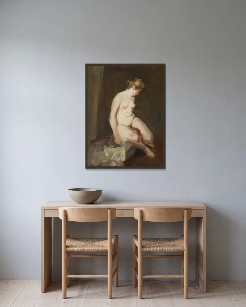 Nude av Robert Henri inramad på en vägg